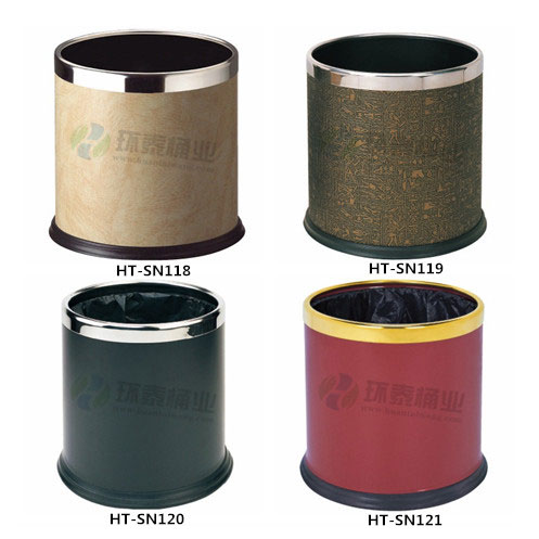 米黃色不銹鋼鋼邊雙層垃圾桶